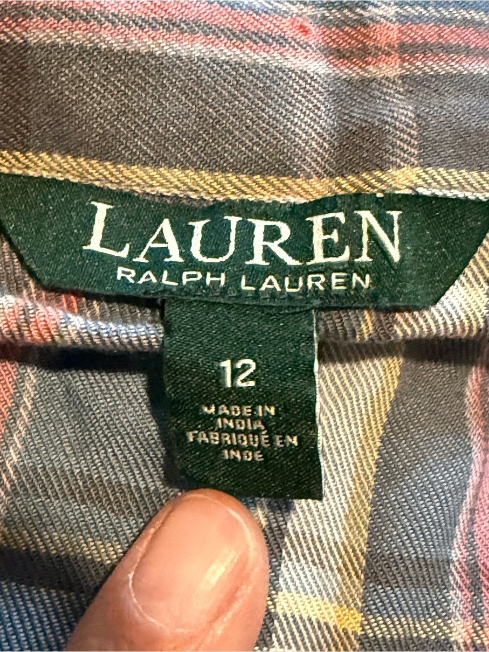 Lauren Ralph Lauren LRL Women’s Shirtdress Blue Pink Gray Plaid Flannel size 12 - Picture 11 of 15